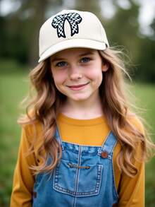 1顶儿童玫瑰棒球帽，后扣式，户外简约水洗复古遮阳帽，休闲帽，适合8-15岁男孩女孩 - 1PC - 查看 5