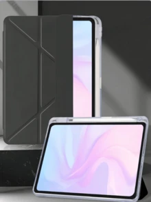 [2024 New Y-Fold] IPad Tablet Protective Case, Transparent Acrylic Anti-Bend Magnetic Sleep Cover, Black, Multi-Angle Stand + Built-In Pencil Slot, Suitable For Air/Pro/Mini Series, Scratch-Resistant High Transparency Back Cover