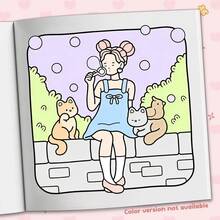 Livro de colorir interativo com tema de lavanderia, 40 páginas, 200 g/m², estilo aconchegante e relaxante, design minimalista em preto, cores suaves, ideal para material escolar e de papelaria, presente perfeito para meninas, casamentos e Dia das Mães. - Vida de garota - Ver 5
