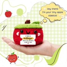 4pcs/Set Handmade Crochet Desktop Decor Ornaments, Cute Monkey, Apple, Bread, Cat Plush Dolls, Ideal Gifts For Best Friends, Birthday, Sisters, Moms, Grandmas, Coworkers, Family, Keychains, Positive Emotion Support, Christmas, Valentine's Day, Thanksgiving, Home Decor, Plush Toys - Multicolor - View 4
