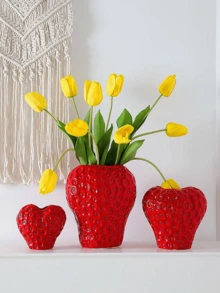 1个树脂草莓花瓶装饰，手工制作逼真草莓室内/室外摆件，树脂材质，波西米亚风格家居装饰礼品，生日、毕业、房间装饰，玻璃花瓶 - 彩色 - 查看 6