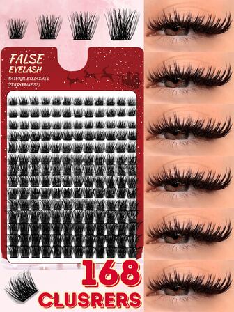 14 rader, 168 st individuella franskluster, 120D DD Curl, 8–16 mm, gör-det-själv-franskluster, 3D extra tjocka och fluffiga med naturligt utseende, återanvändbara individuella ögonfransförlängningskit, lämpliga för självbruk hemma eller på språng - för dagligt bruk, bröllop, dejting, fest, glamour, resor, vårdag och jul/Halloween-festival. Ögonfranskluster, ögonfranskluster, individuella ögonfransar, fransar, lösögonfransar.