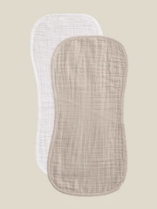 2条装Oeko-Tex认证柔软舒适多色棉纱布襁褓毯，四季皆宜，新生儿及婴儿护理 - 彩色 - 查看 14