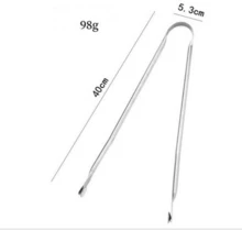 1pc Rotatable Stainless Steel Food Clip, Hot Dog Tong, Barbecue Meat Clamp - Silver - View 5