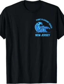 Graphic Point Pleasant Beach New Jersey Pocket Wave Souvenir T-Shirt - Negro - Ver 1