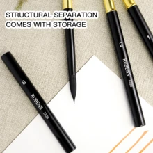 1pc Rubens Black Handle Foldable Watercolor Brush, Grey Squirrel Hair + Nylon Bristles, Lightweight Wooden Lacquered Handle Watercolor & Calligraphy Brush, Suitable For Art Students Outdoor Sketching, Beginners Watercolor & Oil Painting - Black - View 6