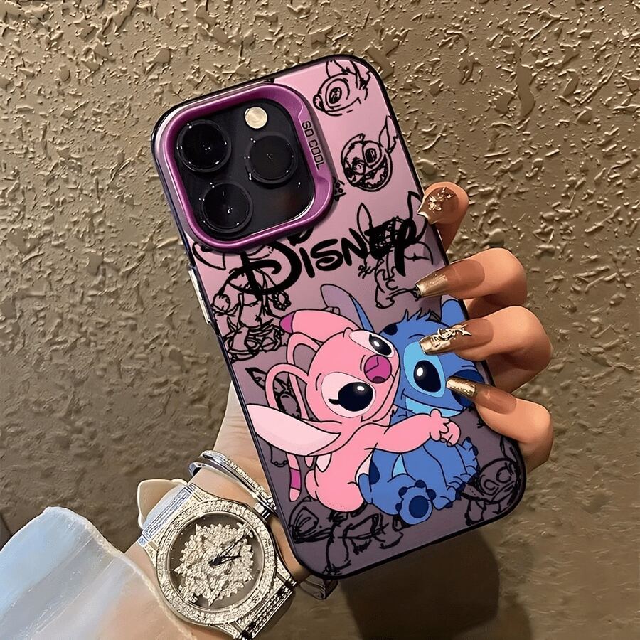 Disney.What Stitch Patterned Phone Case Featuring Playful Designs And Vibrant Colors. Compatible With IPhone 17, 16, 15, 14, 13, 12, And 11 Pro Models. Made Of Durable TPU, Offering Shockproof Protection. A Great Gift For Family, Friends, Birthdays, Holidays, And Special Occasions. - 紫色 - 查看 1
