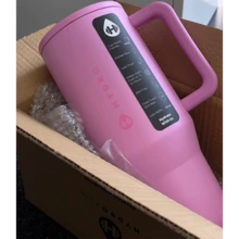 Limited Edition NEW HydroJug Traveler - 32 Oz 40 Oz Water Bottle With Handle & Flip Straw - Fits In Cup Holder, Leak Resistant Tumbler-Reusable Insulated Stainless Steel & Rubber Base - Gifts For Women & Men, - Bubblegum - 查看 6