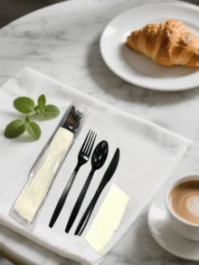 100pcs/Set Disposable Cutlery Set, Individually Packaged, Includes: 100 Forks, 100 Knives, 100 Spoons, 100 Napkins, 100 Toothpicks, Suitable For Holidays, Weddings, Banquets, Parties, BBQs, Vacations, Picnics, Camping, Bachelor Parties, Restaurants, Takeout, Etc. - Multicolor - View 11