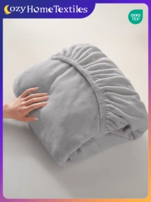 1件纯色水晶绒床笠，床上用品，床垫保护套，床罩，柔软家纺，透气防起球床垫垫，柔软亲肤，灰色，多种尺寸可选，家居装饰，卧室柔软舒适床上用品，通过Oeko-Tex认证，卧室装饰，居家生活，冬季床上用品 - 淺灰色 - 查看 2