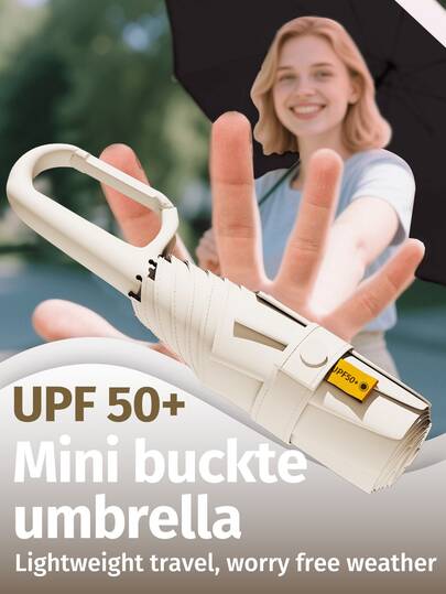 1 Piece Minimalist Ultralight Portable Fashion Umbrella, UV Protection, Suitable For Sunny And Rainy Days, Unisex Mini Folding Pocket Umbrella For School, Office, Home, Travel, Etc. Also Available With Heart Pattern For Valentine''s Day.