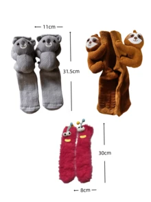 Calcetines de piso con diseño de animales navideños y de San Valentín en 3D, calcetines cálidos para interiores, nuevos calcetines de algodón tejido - Multicolor - Ver 10