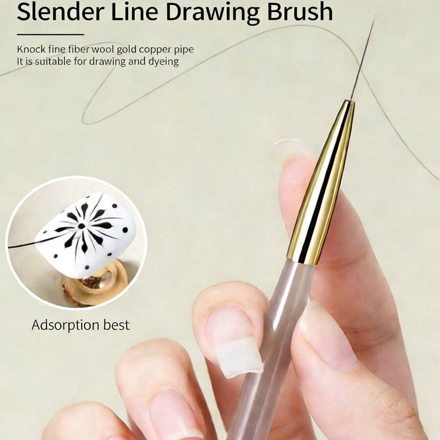Fine Line Nail Art Pens, Ultra-Fine Nail Art Liner Pens, Nail Art Drawing Tools, Nail Art Brushes Design, Easy To Operate, Smooth Material, Nail Art DIY Tools - Yellow - View 1