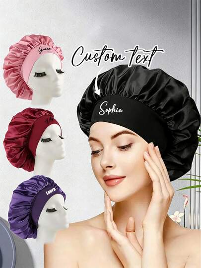 Customized Sleep Cap, Women's Sleep Hat, Women's Headband, Suitable For Sleeping, Cooking And Home Use. Suitable For All Hair Types, Can Be Customized As Valentine's Day Gift, Bridal Shower Gift, Wedding Gift, Birthday Gift, Teacher's Day Gift, Party Favor, Bridesmaid Gift, Mother's Day Gift, Gift For Best Friend, Mom, Wife, Girlfriend