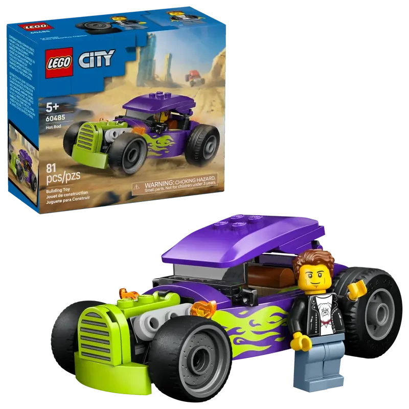 LEGO City Hot Rod Race Car Building Toy For Kids - Pretend Play Set For Boys & Girls, Ages 5+ - Toy Car With Racecar Driver Minfigure - Gift Idea For Birthdays - 60485 - 60485 - View 1