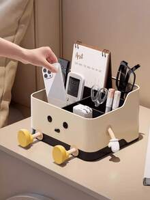 1pc Multifunctional Desktop Storage Box, Makeup Organizer Rack, Tabletop Display Box, Remote Control & Office Supplies Holder, With Self-Adhesive Stickers, For Desktop Decoration - Multicolor - View 7