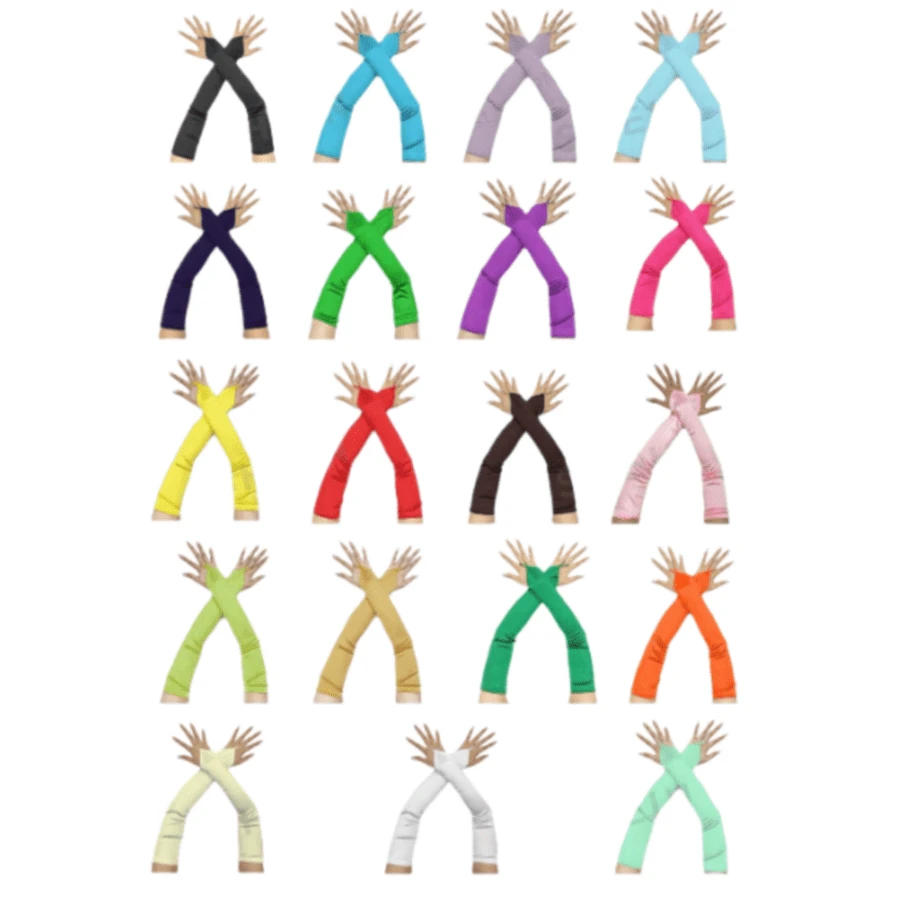 Over 1/3 Pair Fashion Satin Gloves, Formal Party Gloves, Women's Long Gloves, Themed Ball Costume, Unisex Adult Elbow Length Fingerless Stretch Gloves, Costume Gloves, One Size, Halloween - Multicolor - View 1