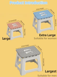 1pc Thick Plastic Folding Stool, Portable Mini Outdoor Adult Chair, Bench, Compact Fishing Chair, Outdoor, Convenient, Space-Saving - Multicolor - View 3