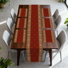 Bộ 1/4/5/6/7/20 món khăn trải bàn và tấm lót chén bằng polyester họa tiết hoa đỏ và vàng, thích hợp cho các lễ hội Hồi giáo, phong cách Bohemian, trang trí nhà kiểu Ả Rập, nhà bếp, tiệc ngoài trời, phòng ăn. - Nhiều màu - Xem 6