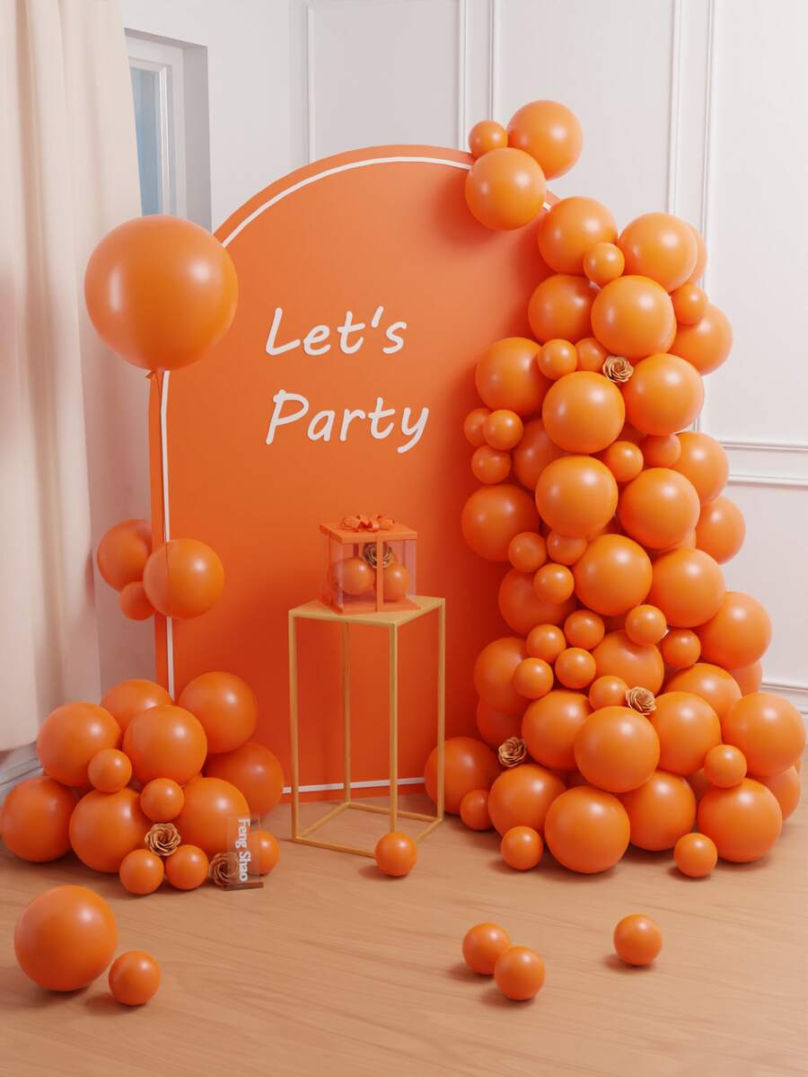 114/70/45/10pcs Orange Balloon Arch Kit, Includes 18", 12", 10", 5" Matte Orange Latex Balloons In Assorted Sizes, Suitable For Birthday, Wedding, Graduation, Gender Reveal, Thanksgiving, Halloween, Baby Shower, Fall Party Decor