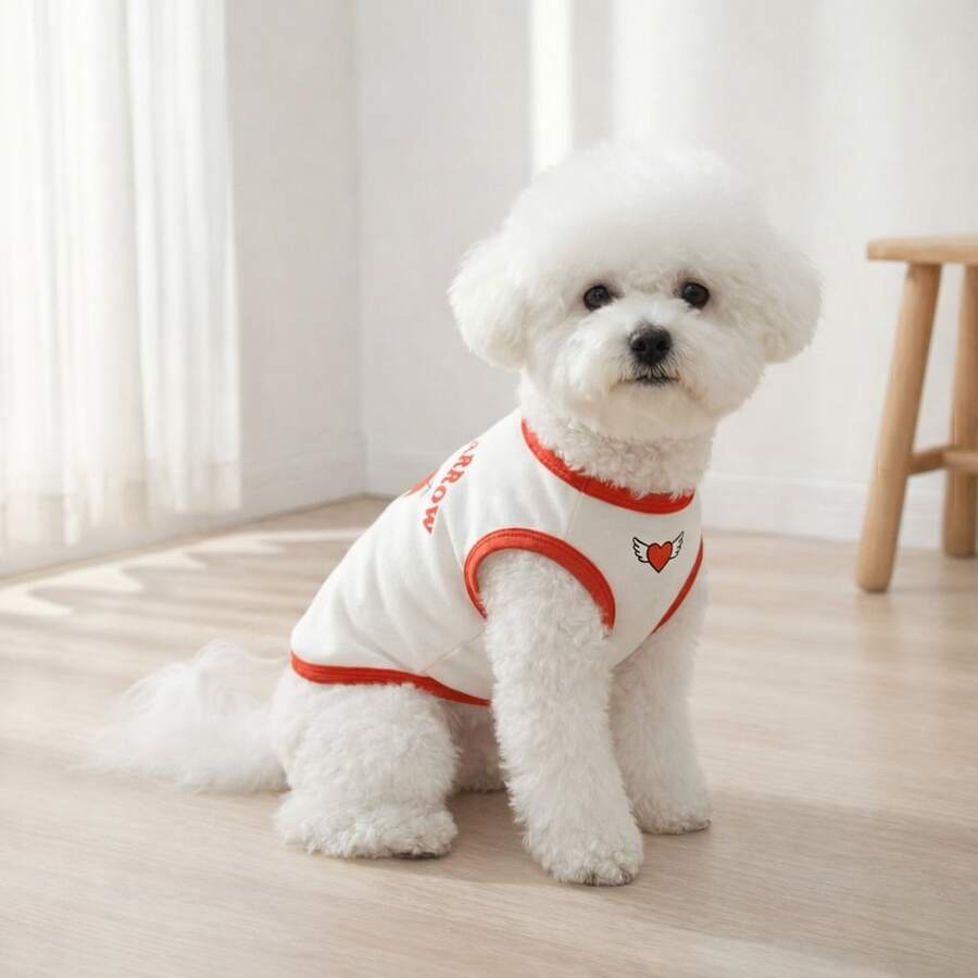 情人节宠物背心，心形图案，时尚宠物背心，适合春秋季小型/中型犬