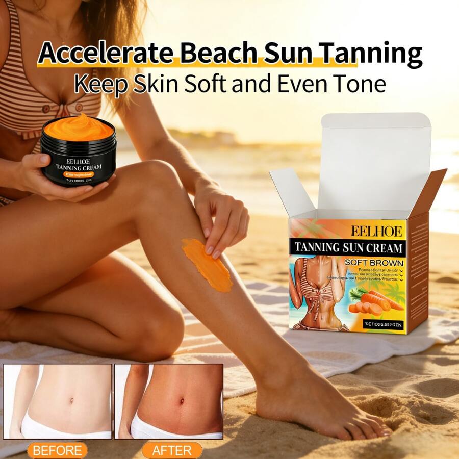 1 Unidad Crema Bronceadora Hidratante, Acelera Bronceado Solar en Playa, Mantiene Piel Suave y Tono Uniforme, Cuidado Diario para Bronceado Natural