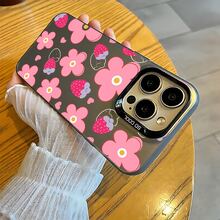 Con el maravilloso patrón Flores y fresas, Funda de teléfono de plata colorida IMD, compatible con Apple 17Pro/17ProMax/17/Air/16/16e/16Pro/16ProMax/16Plus/11/12Mini/13Mini/15ProMax/15Pro/15Plus/14Pro/14ProMax/14Plus/12Pro/12ProMax/13Pro/13ProMax,Galaxy S25+/S24 Ultra/S23 FE/A55/A54/A35/A34/A32/A22/A15/A12/A06/A05/A04E/A04/A03/A02/M15/M145G, Antimanchas,Resistente a caídas,Anti-deslizante -- ¡Regalo ideal para cumpleaños, Navidad y todas las fiestas especiales! - Negro - Ver 3
