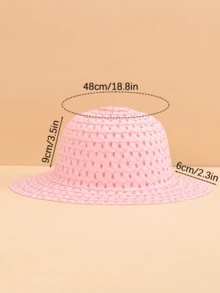 2pcs/Set Girls' Solid Color Woven Mesh Sun Hat + Matching Woven Handbag, Multi-Color Options, Fashion Minimalist Delicate & Breathable, Suitable For 2-3 Years Old Girls Outdoor/Beach Use In Spring/Summer, Can Be Used As Birthday/Holiday Gift - Multicolor - View 3