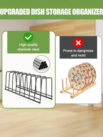 2件套铁合金厨房收纳整理架 - 包括带沥水系统的碗碟晾干架、刀具餐具架和餐具晾干架，适用于台面使用