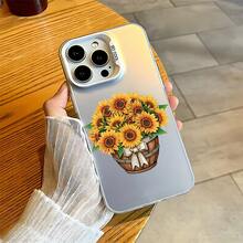 Con el maravilloso patrón Cesto de girasoles, Funda de teléfono de plata coloreada de moda, compatible con Apple 17Pro/17ProMax/17/Air/16/16e/16Pro/16ProMax/16Plus/11/12Mini/13Mini/15ProMax/15Pro/15Plus/14Pro/14ProMax/14Plus/12Pro/12ProMax/13Pro/13ProMax,Galaxy S25+/S24 Ultra/S23 FE/A55/A54/A35/A34/A32/A22/A15/A12/A06/A05/A04E/A04/A03/A02/M15/M145G, Resistente a caídas,Duradero -- ¡Regalo ideal para cumpleaños, Navidad y todas las fiestas especiales! - Blanco - Ver 1
