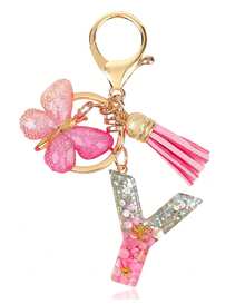Personalized Bling Monogram Keychain Women - Resin Letter Charm With Silvery Glitter, Pink Pebble & Gold Shaker - Birthday Gifts Her, Anniversary Present With Pink Tassel & Accent Car Accessories Bag Charm School Cute Goth Y2k - 粉色 - 查看 34
