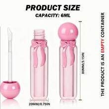 1个4毫升可填充粉色唇彩瓶 - 粉色蝴蝶结设计，透明唇膏补充瓶，适用于口红小样、化妆品收纳，时尚设计，结构精巧，方便旅行携带，节日礼物 - 粉色 - 查看 6