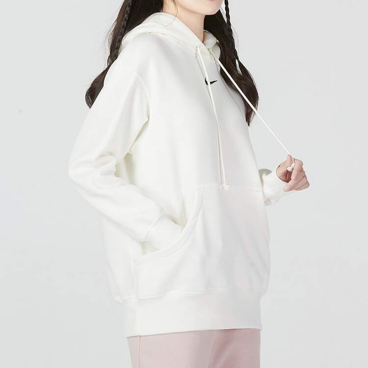 Nike Sportswear Phoenix Fleece Solid Logo Print Drawstring Pullover Sweatshirt Sweatshirt For Women, White - White - View 4
