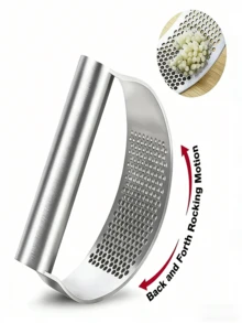 1pcs Kitchen Garlic Press, 2025 New Model Garlic Grinder With Peeling Function, Kitchen Garlic Mashing Tool (Silver Style A), Labor-Saving Kitchen Tool For Women, Christmas Gift - Silver - View 2
