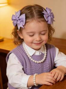 4 Stücke/Set Haarschmuck Set für Mädchen, enthält 2 Haarspangen, 1 Perlenkette und 1 Perlenarmband, geeignet für Mädchen ab 3 Jahren. Schleifen Haarspangen, passend für Frühlingsoutfits, Kinderaccessoires, können für Feiern, Jubiläumsparty Dekoration, Kindergeschenke verwendet werden, in verschiedenen Farben erhältlich, geeignet für Innen- und Außenbereich, Geburtstagsdekor, Fotografie Requisiten. - Verschiedenfarbig - Übersicht 11