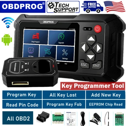 Herramienta de programación de llaves de coche OBDPROG M501, escáner wifi maestro de llaves remotas, lector de código IMMO, programación de código PIN EEPROM, copia de chip, lector de códigos de error del motor, escáner OBD2 y herramienta de diagnóstico de coche para todos los automóviles