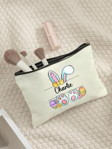 Personalized Cute Multicolor Makeup Bag, Custom Name, Travel, Easter, Birthday Gift, Easter With Name, Easter Egg Hunting Party Favor Gift, Custom Fabric Bag, Customized Party Accessories, Back-To-School Gift - Multicolor - View 10