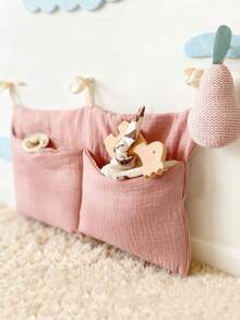 1pc Dual Pocket Bedside Storage Bag, Multi-Function Baby Stroller Crib Hanging Bag, Printed Baby Bottle Holder