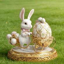 1pc Vintage Easter Bunny Decor, 2D Graphic Design, Desktop Decoration - Multicolor - View 6