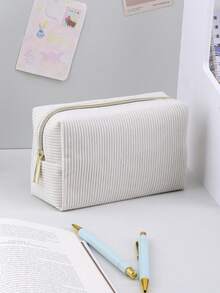 1/2个装简约大容量铅笔盒，灯芯绒材质多功能铅笔盒，学习用品，铅笔袋，办公用品，返校礼物，返校季，学习用品，铅笔袋，背包，文具，包