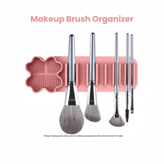 1 Pc Makeup Brush Organizer - Automatic Suction Makeup Brush Silicone Rack - Multi-Functional Washing And Drying Wall-Mounted Adsorption Frame