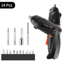 14pcs Electric Screwdriver Set, Mini Foldable Electric Drill Tool, 90° Rotatable Folding Hand Drill, Compact Cordless Screwdriver Drill, Multi-Functional Home Repair Electric Tool Kit, USB Rechargeable Portable Cordless Drill Set - Black - View 10