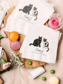 20/40/60/100pcs Customized Napkins, Wedding Anniversary Personalized Napkins, Suitable For Couples, Lovers, Romantic Gift, Disposable Beverage & Dessert Napkins, Applicable For Wedding Table Decor, Engagement Party, Unique Ideal Gift For Her