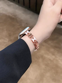 夏季新款表带，兼容 38/40/41/42/44/45/46/49 毫米表盘，兼容 Ultra/S10/9/8/7/6/5/4/3/2/1 - 玫白 - 查看 5