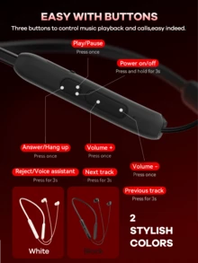 REMAX Wireless Neckband Sports Earphones, HiFi Sound With Noise Cancelling Mic, Low Latency Gaming Mode, Magnetic Clasp & Sweatproof Comfort Fit,Sport Earphones ,Gaming Headphones - RB-sT01 - View 11