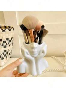 1 Handmade Creative Human Body Art Makeup Brush Holder - A Unique And Creative Human Body Art Makeup Brush Holder, Desktop Makeup Brush Storage Box, Decorative Resin Material, Drop-Proof Design, Sculptural Ornament, Lightweight And Portable, Handmade Desktop Or Bathroom Cosmetic Storage Box, Lightweight And Stylish Design, Non-Slip, Ideal Choice, Valentine's Day Gift, Back-To-School Storage Supplies.