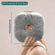 1个可装饰的侧睡耳洞枕，带耳洞的枕头，O型侧睡枕，护耳枕 - 淺灰色兔毛 - 查看 13