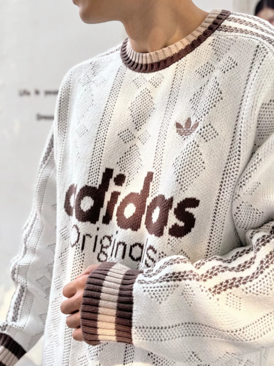 Adidas Originals Simple, Comfortable, And Stylish Long-Sleeved Knitwear For Men And Women - White Marble - View 1