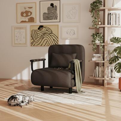 Fabulcozy Fauteuil/canapé-lit pliant 5 en 1 pour bureau et réception – Assis/Appuyé/Incliné, 3 en 1, Accoudoirs en métal, Montage facile (65 * 68 * 80 cm)