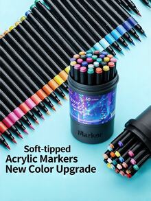 全新闪光马克笔套装，闪光凝胶笔配丙烯颜料刷，80支多色笔，适用于成人涂色书、计划本、子弹笔记、荧光笔，是学生、艺术家、手工爱好者的理想礼物，也适合返校、生日、圣诞节、新年、派对礼品和DIY项目。 - 套裝 - 查看 8